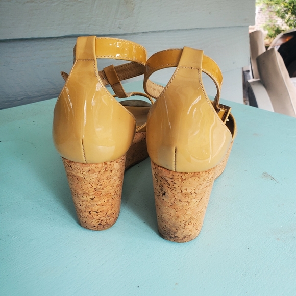 Jimmy Choo Yellow Cork Wedge Sandals - Picture 4 of 8